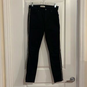 Madewell 10" High Rise Skinny black jeans with gold piping. Size 27. 👖